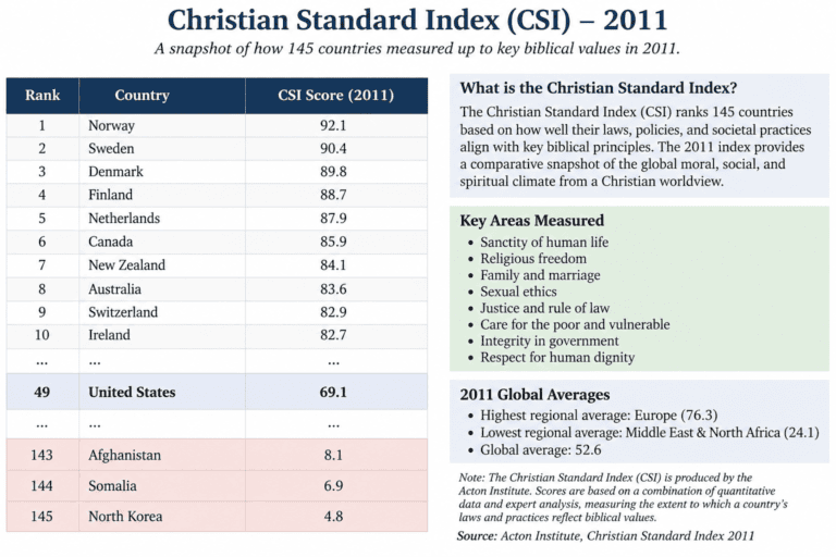 Christian Standard Index for 2011