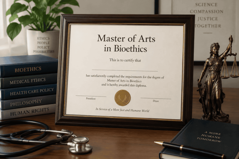 Master of Arts degree in bioethics