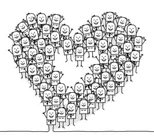 hand drawn cartoon characters - people & heart