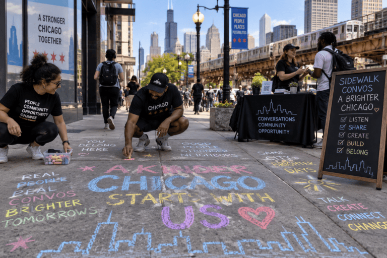 Chicago sidewalk chalk outreach