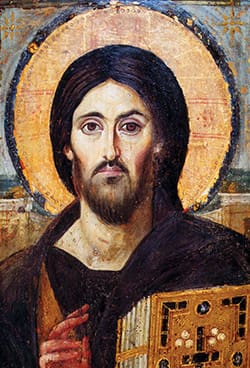 The famous sixth-century Sinai Pantocrator (Christ Almighty) icon depicts one-half of Christ