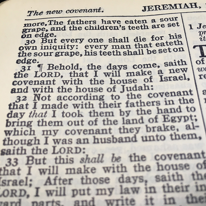 Lesson for November 12, 2017: Promise of a New Covenant (Jeremiah 31:27-34)