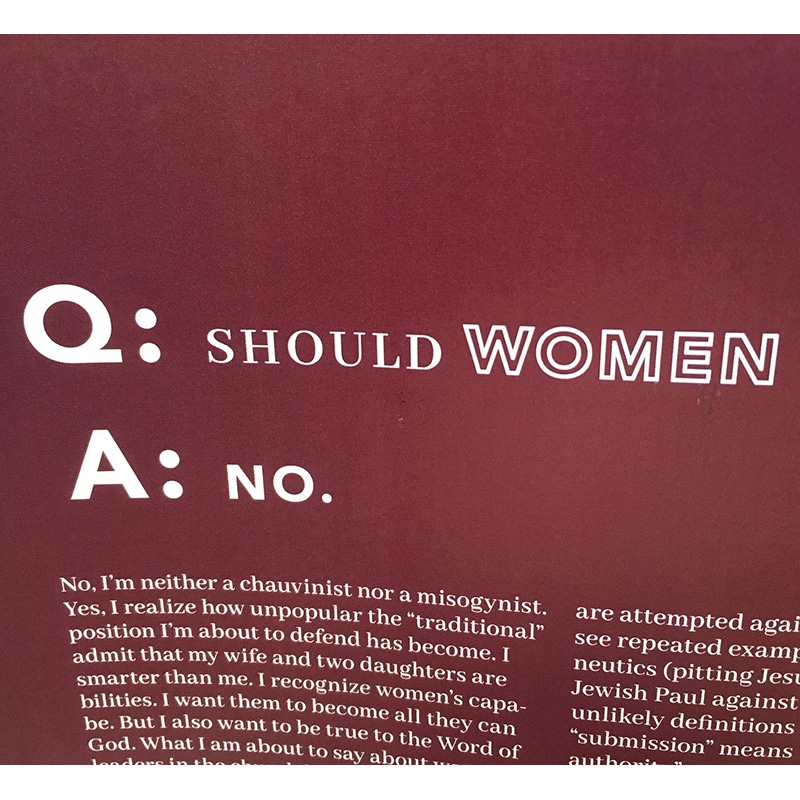 Q. Should Women Be Involved in Church Leadership and Preaching Roles? (A. NO)