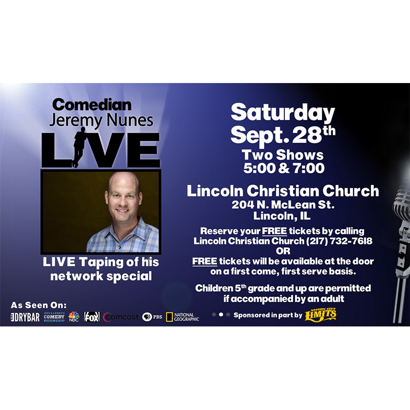Nunes Filming Free Comedy Shows at Lincoln Christian Church