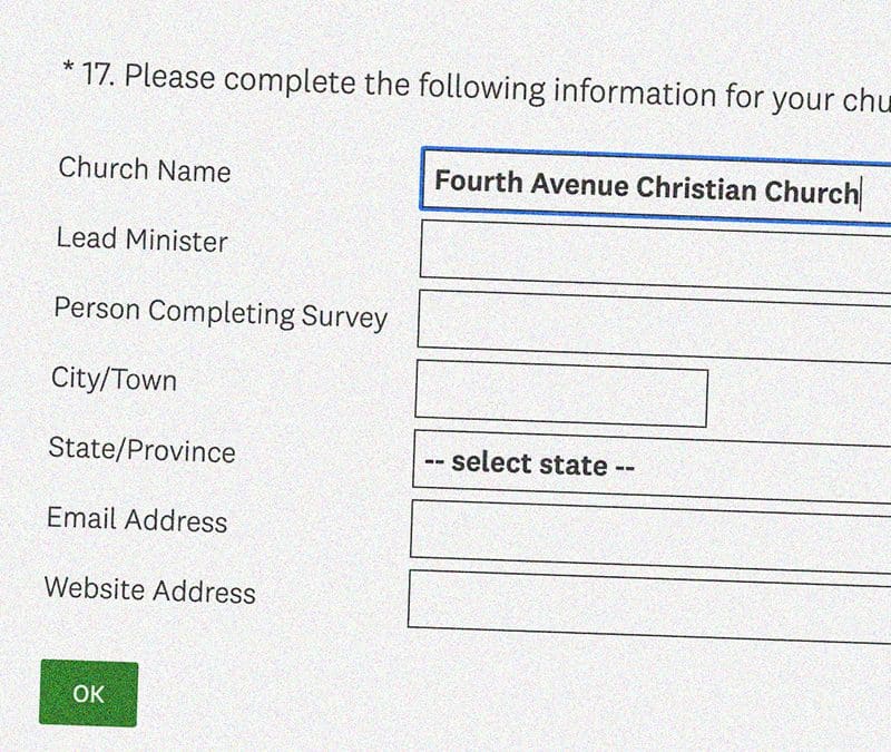 Churches Encouraged to Complete Our Annual Survey