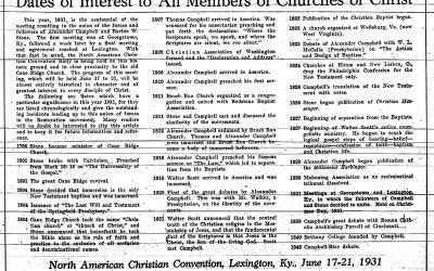 THROWBACK THURSDAY: ‘Dates of Interest to All Members of Churches of Christ’ (1931)