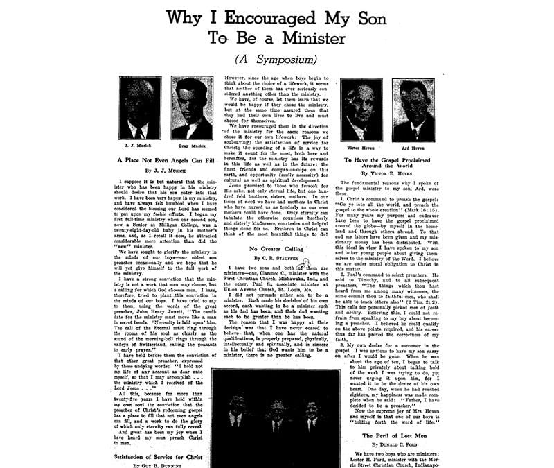 THROWBACK THURSDAY: ‘Why I Encouraged My Son to Be a Minister’ (1942)